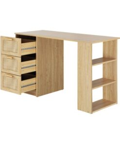 Bàn làm việc gỗ công nghiệp có hộc kéo và kệ mở